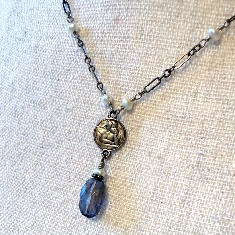 Romantic Vintage-Inspired Angel Cherub Medallion Pendant Necklace